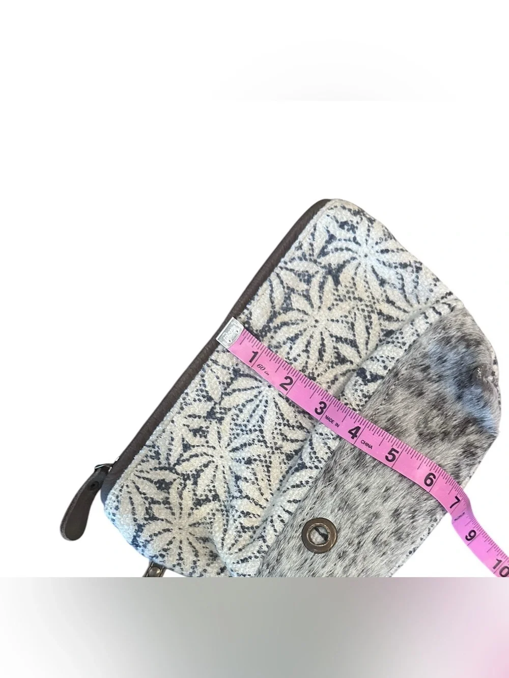 MYRA Bag Blossom Rug Pouch Wristlet NWOT Floral Canvas  Zip Western Gray White